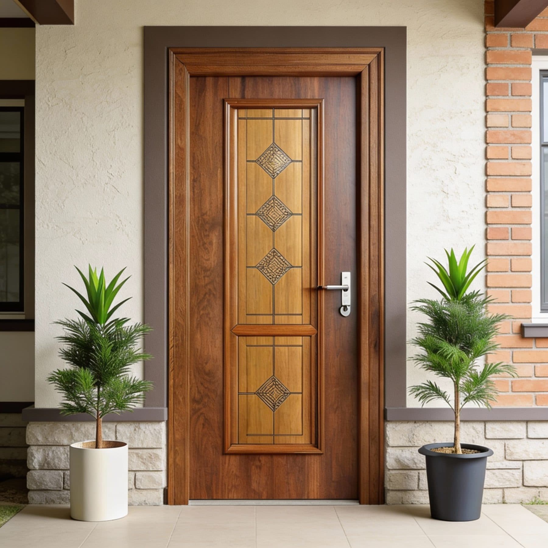 Laminate door with diamond inlays