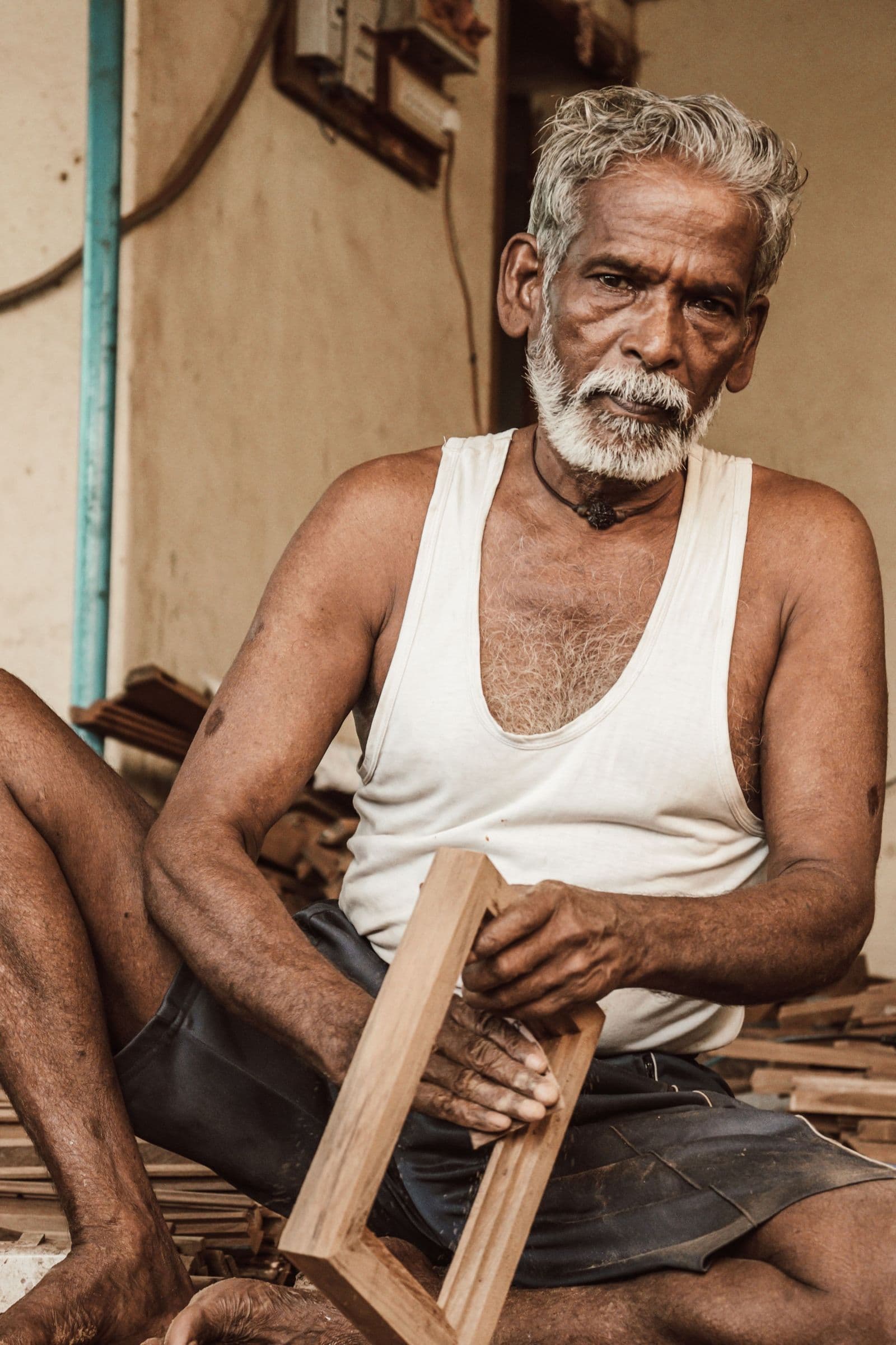 A senior carpenter at work